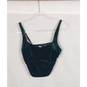 Lola Grace Crop Top M Emerald Green Velvet Whimsigoth Coquette Christmas Holiday